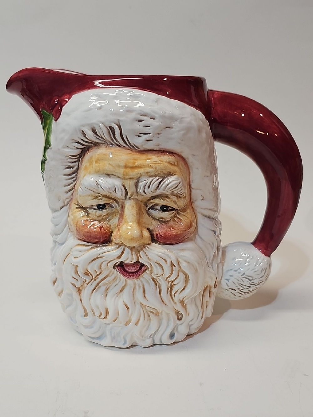 Vintage Flowers, Inc. Balloons Santa Face Ceramic Pitcher - Red and White